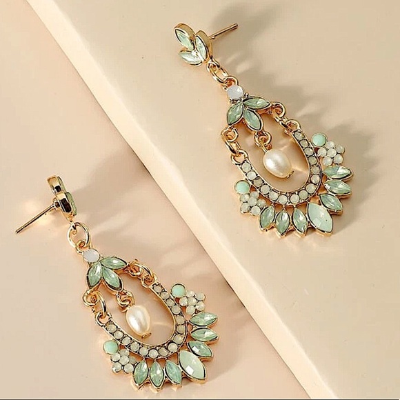 2 FOR $20 Pearl & Gemstone Decor Drop Earrings - Picture 3 of 4